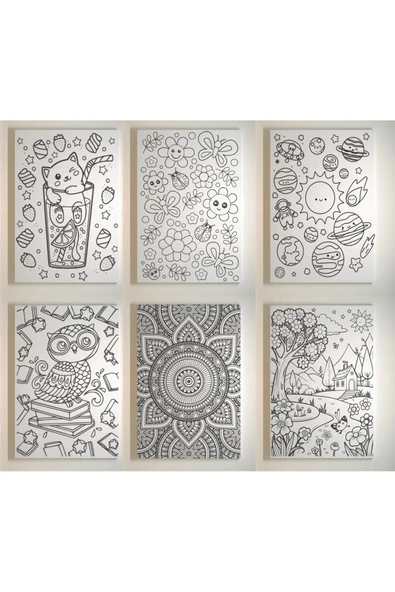 dudugift 6 Adet 25 x 35 cm UV Baskılı Tuval Boyama Seti BOYASIZ FIRÇASIZ SET-1