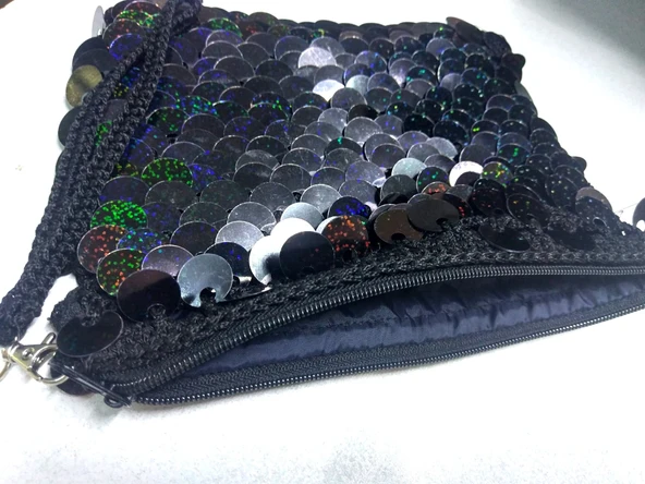 Pullu Clucht Çanta Siyah Renk - 5