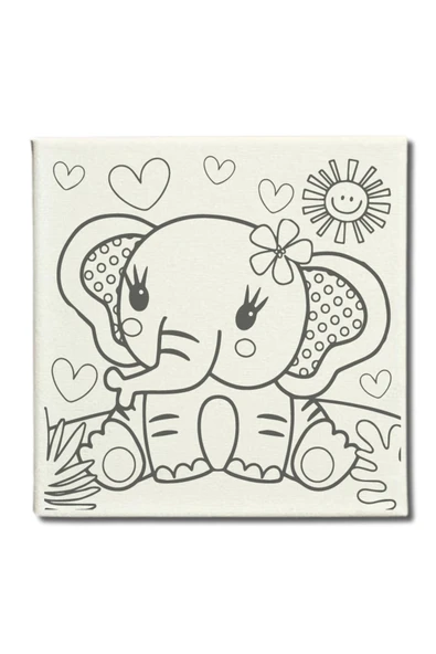 dudugift OKUL Etkinliği-2'li Tuval Boyama Seti. 20x20 Cm Uv Baskı 6 Akrilik Boya 1 Fırça-model-291 - 2