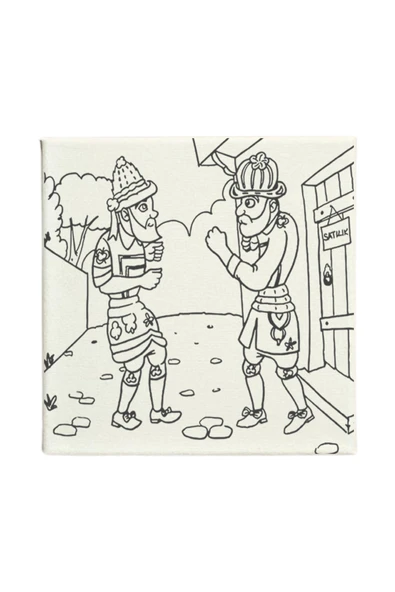 dudugift OKUL Etkinliği-2'li Tuval Boyama Seti. 20x20 Cm Uv Baskı 6 Akrilik Boya 1 Fırça-model-356 - 3