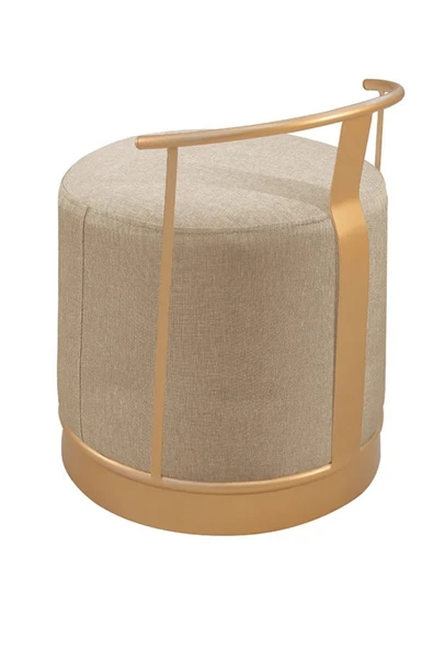 PUFİ PUF GOLD METAL ÇERÇEVELİ KETEN ÇOK AMAÇLI DEKORATİF OTURAK, MAKYAJ OTURAĞI,MONTAJSIZ PUF BENCH - 3