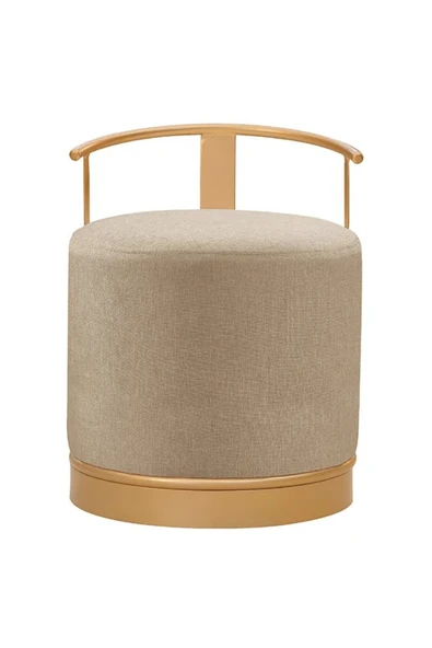 PUFİ PUF GOLD METAL ÇERÇEVELİ KETEN ÇOK AMAÇLI DEKORATİF OTURAK, MAKYAJ OTURAĞI,MONTAJSIZ PUF BENCH - 2
