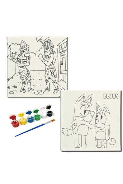 dudugift OKUL Etkinliği-2'li Tuval Boyama Seti. 20x20 Cm Uv Baskı 6 Akrilik Boya 1 Fırça-model-224 ürün görseli