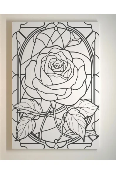 dudugift Elmas Çiçek Boyama Seti. 25x35 cm ebatlarında. UV Baskı 6 ana renk boya ve 2 adet fırça MODEL-19 - 5