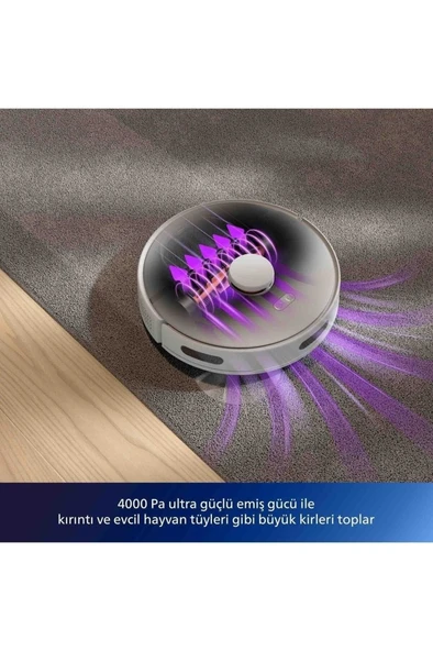 Philips HomeRun 3000 Serisi Aqua XU3110/02 Çöp İstasyonlu Beyaz Akıllı Robot Süpürge - 4