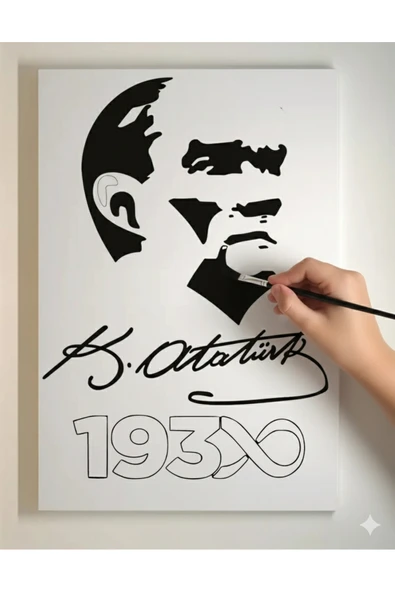 dudugift OKUL Etkinliği Atatürk Boyama Seti- 17,5 X25 Cm Tuval 3 Boya 1 Fırça- OKUL Etkinliği