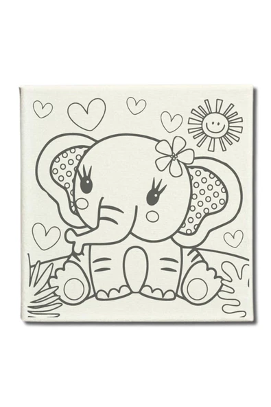 dudu ahşap 2'li Tuval Boyama Seti. 20x20 CM UV baskı sevimli karakterler + 6 Akrilik Boya + 1 Fırça - 3