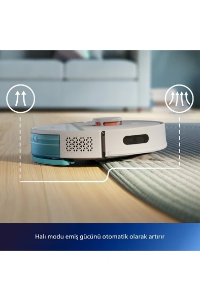 Philips HomeRun 3000 Serisi Aqua XU3110/02 Çöp İstasyonlu Beyaz Akıllı Robot Süpürge - 7