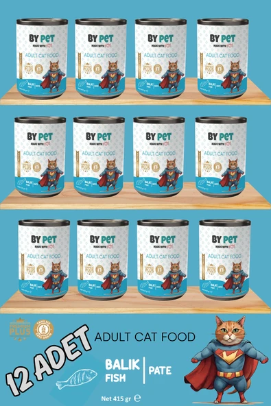 BYPET Yetişkin Kediler İçin Balık Etli Konserve Yaş Mama 415 gr x 12 Adet ürün görseli 1