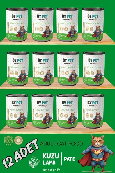 BYPET Yetişkin Kediler İçin Kuzu Etli Konserve Yaş Mama 415 gr x 12 Adet ürün görseli 1