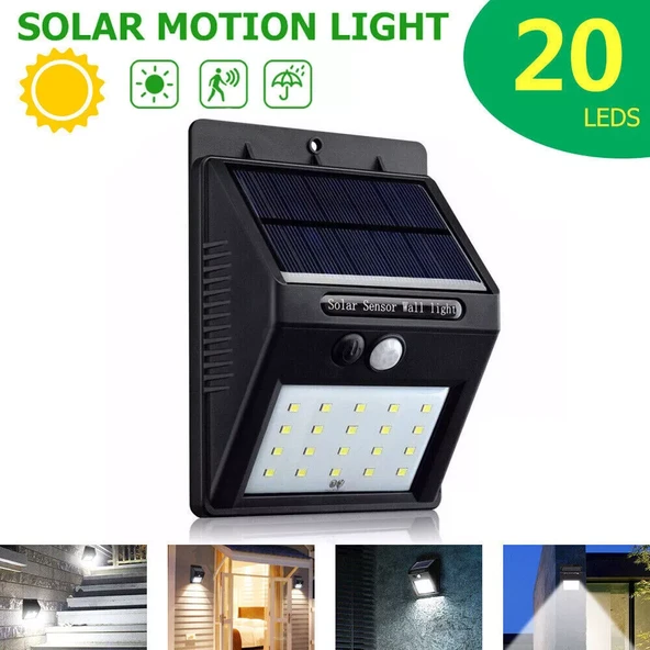 20 Ledli Hareket Sensörlü Dış Mekan Solar Lamba - 2