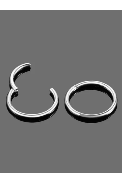 Gümüş Renk Paslanmaz Kararmaz Cerrahi Çelik Tam Halka Kıkırdak Tragus Helix Çelik Piercing - Resim 2