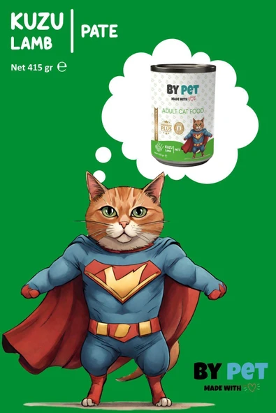 BYPET Yetişkin Kediler İçin Kuzu Etli Konserve Yaş Mama 415 gr x 12 Adet - Resim 3