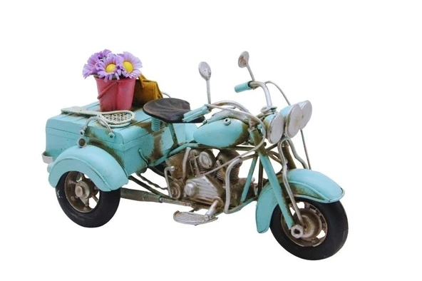 Dekoratif Metal 3 Tekerlekli Motorsiklet - Resim 2