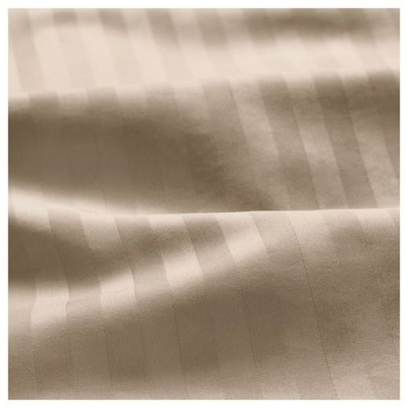 Çift Kişilik Nevresim Takımı, Açık Bej Renk-Çizgili 240x220/50x60 Cm-Pamuk-Çarşafsız - 4