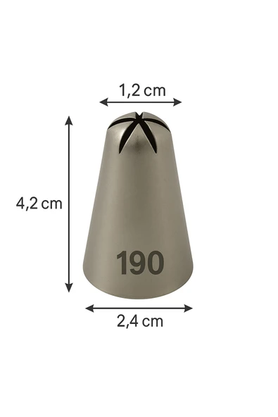 Kitchenify Krema Sıkma Torbası Ucu Kapalı Yıldız Duy 190,paslanmaz Çelik Orta Boy,krema Duyu,şanti Torbası Ucu, - Resim 3