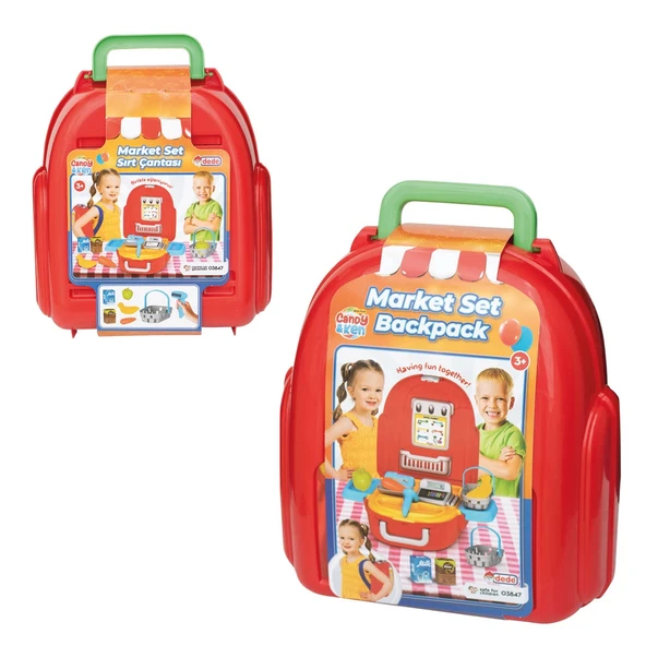 Candy & Ken Market Set Sırt Çantası - Kasiyer Oyuncağı - Market Setleri - Mutfak Oyuncakları - 5