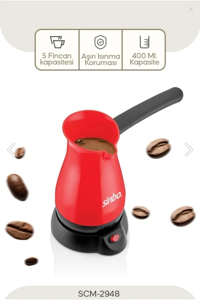 Sinbo SCM 2948 Kablosuz Elektrikli Cezve Kırmızı - Resim 4