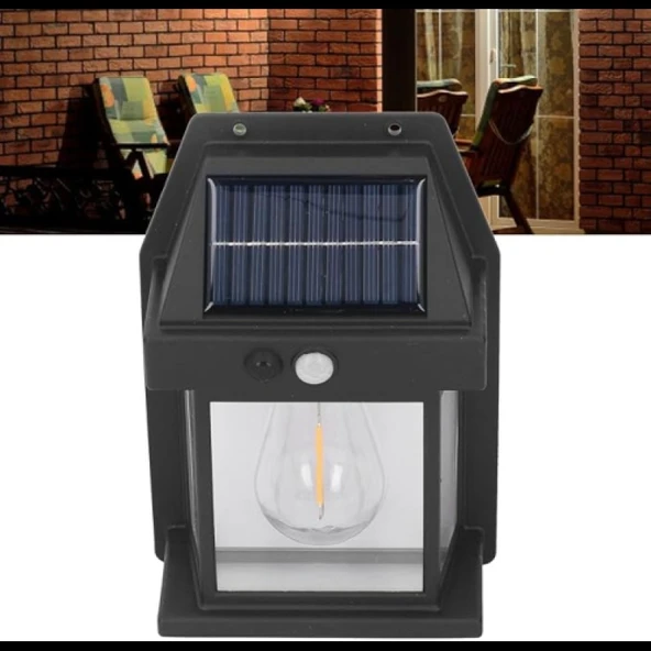 Güneş Enerjili Bahçe Aydınlatması Aplik Dekor Solar Ve Sensörlü Bahçe Balkon ve Garaj Lambası - 2