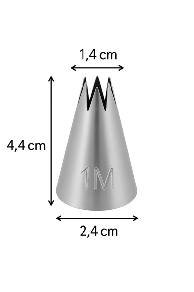 Kitchenify Krema Sıkma Torbası Ucu Paslanmaz Çelik 1M Açık Yıldız Orta Boy, Krema Duyu, Şanti Torbası Ucu, - Resim 7