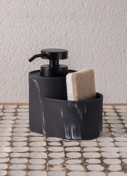 The Mia Marble Süngerli Sıvı Sabunluk Siyah 400 ml - Resim 2