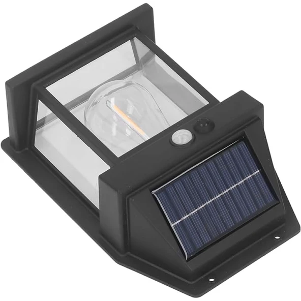 Güneş Enerjili Bahçe Aydınlatması Aplik Dekor Solar Ve Sensörlü Bahçe Balkon ve Garaj Lambası - 1