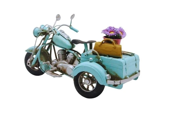 Dekoratif Metal 3 Tekerlekli Motorsiklet - Resim 3