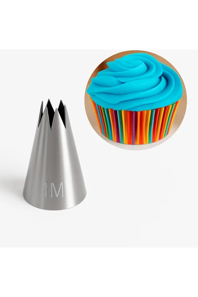 Kitchenify Krema Sıkma Torbası Ucu Paslanmaz Çelik 1M Açık Yıldız Orta Boy, Krema Duyu, Şanti Torbası Ucu, ürün görseli 1