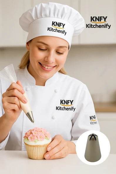 Kitchenify Krema Sıkma Torbası Ucu Kapalı Yıldız Duy 190,paslanmaz Çelik Orta Boy,krema Duyu,şanti Torbası Ucu, - Resim 2