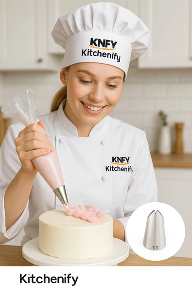 Kitchenify Krema Sıkma Torbası Ucu Yaprak Duy 113, Paslanmaz Çelik Orta Boy, Krema Duyu, Şanti Torbası Ucu, - Resim 2