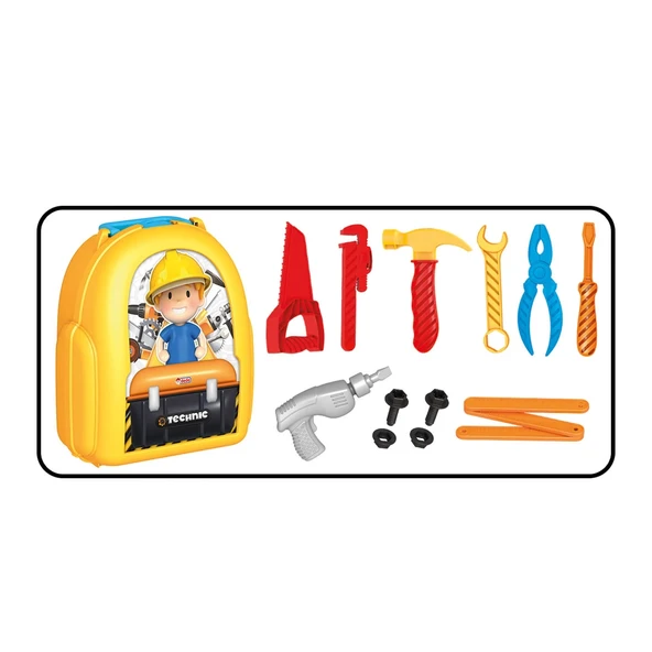 Teknik Tamir Set Sırt Çantası - Oyuncak Tamir Setleri - Tamir Aletleri - Alet Seti - Vidalama Seti - 3