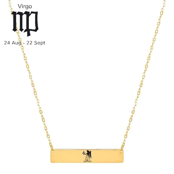 Burca Özel Dikdörtgen Figürlü Altın Renkli Zincirli 14 Ayar Altın Plakalı Hediyelik Kolye-484 - Resim 2