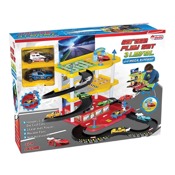 Üç Katlı Garaj Seti - Otopark Seti - Araba Seti - Araç Seti - Üç Katlı Otopark - Resim 5