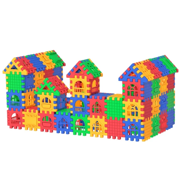 Puzzle City (128 Parça) - Lego Setleri - Ev Blokları - Şekilli Lego - Kare Bloklar - 3