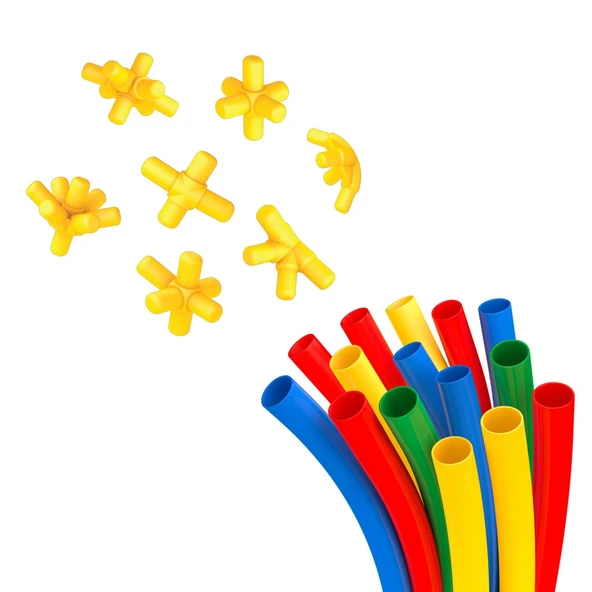 Plus Bambu Çubuklar (300 Parça) - Lego Setleri - Borular Lego - Plastik Çubuklar - 3