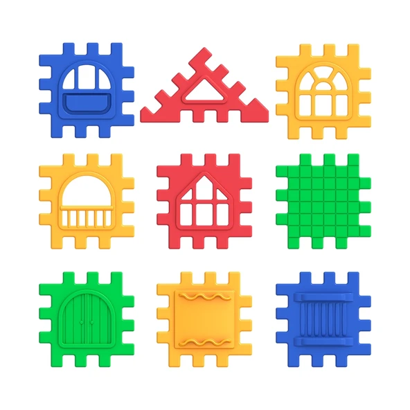 Puzzle City (128 Parça) - Lego Setleri - Ev Blokları - Şekilli Lego - Kare Bloklar - 2