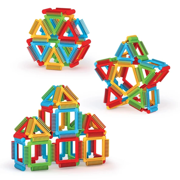 Geometrik Puzzle (64 Parça) - Lego Setleri - Geometrik Oyuncak - Şekilli Lego - Kare Bloklar - 4