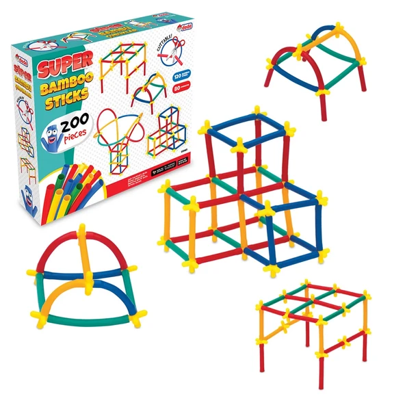 Süper Bambu Çubuklar (200 Parça) - Lego Setleri - Borular Lego - Plastik Çubuklar - 1
