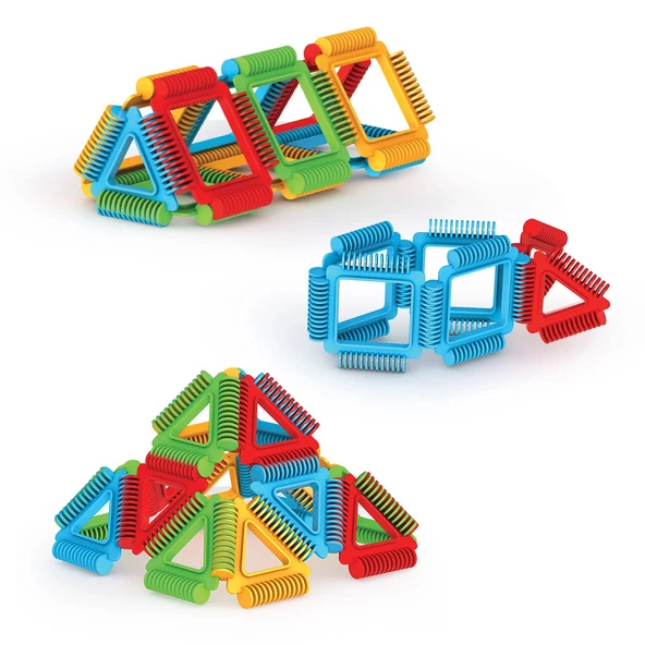 Geometrik Puzzle (64 Parça) - Lego Setleri - Geometrik Oyuncak - Şekilli Lego - Kare Bloklar - 3