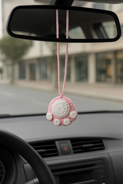 Amigurumi Araba Dikiz Aynası Süsü,  Anahtarlık,  Çanta Askısı %100  El Örgüsü - 2