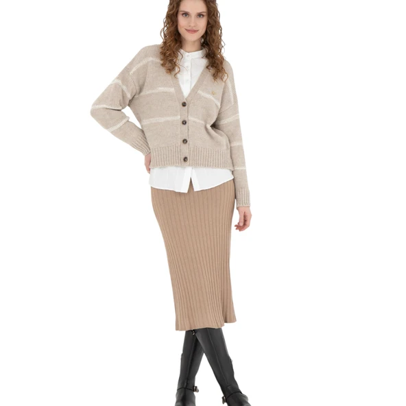 Kadın  Midi Boy Triko Etek - Resim 2