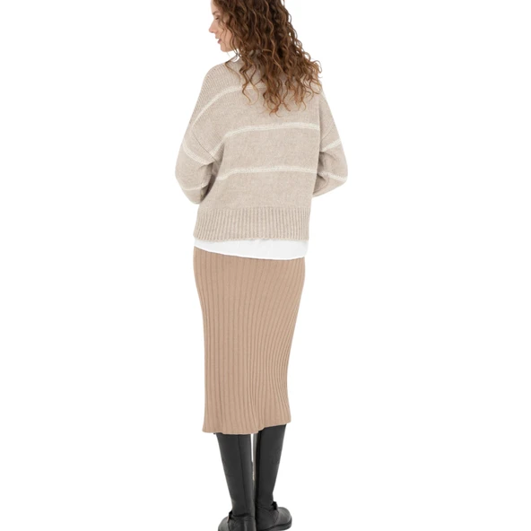 Kadın  Midi Boy Triko Etek - Resim 5