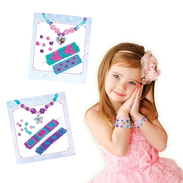 Frozen Takı Dokuma Seti - Dede Takı Seti - Boncuk Kolye Seti - Karlar Ülkesi Takı Seti - 3