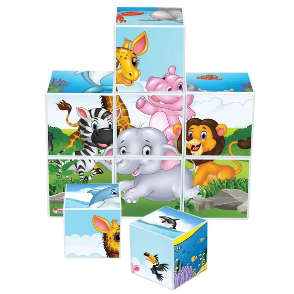 Resimli Küpler Oyunu - Görsel Lego - Bebek Oyuncağı - Resim Tamamla - 2