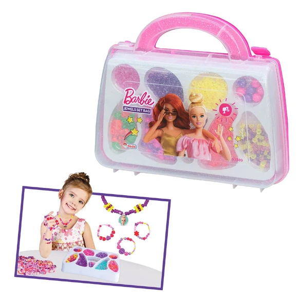 Barbie Çantalı Takı Seti - Dede Takı Seti - Boncuk Kolye Seti - Barbie Oyuncakları - 1
