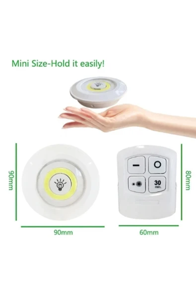 DeftHike Uzaktan Kumandalı 3 Lü Spot Led Lamba Kablosuz ve Pilli Işıldak Dolap Işığı Mutfak Raf Koridor Işığı - 5