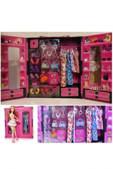 Duman Oyuncak 30 Parça Aksesuarlı Barbie Gardrop Çanta - 2