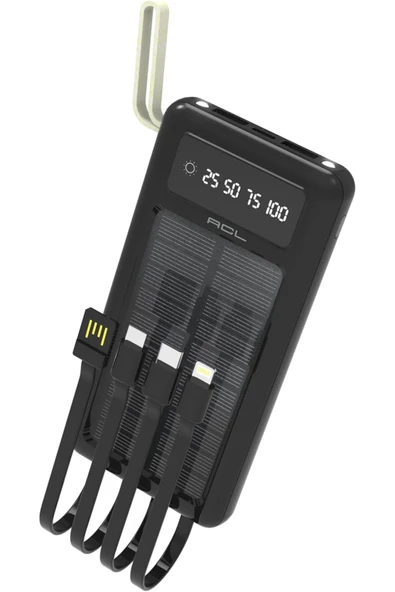 Store Acl 10000 mAh Powerbank Göstergeli Powerbank Solar Fenerli Güneş Enerjili Type C - Lightning - Mi ürün görseli