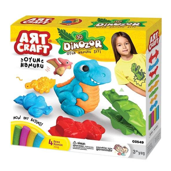 3D Dinozor Oyun Hamur Seti 200 Gr. - Oyun Hamuru Seti - Hamur Setleri - Hamur Kalıpları - 4