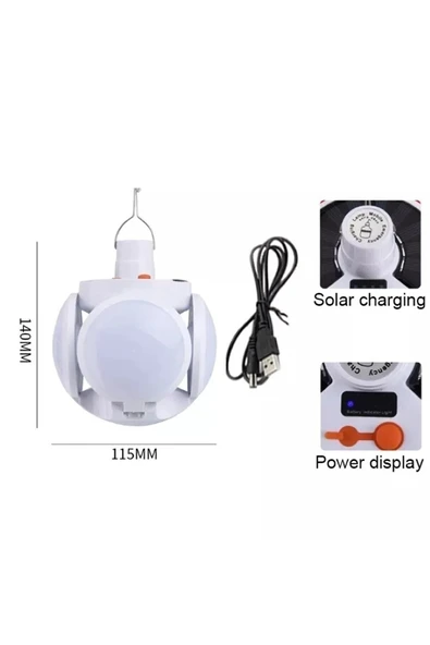 Breen Yuvarlak Solar Led Kamp Lambası – Işıldak – Usb’den / Gün Işığında Şarj- 5 Kanatlı - 3